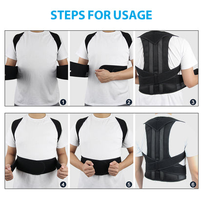 Lumbar Support Back Brace Adjustable Posture Corrector Corset for Scoliosis Relief