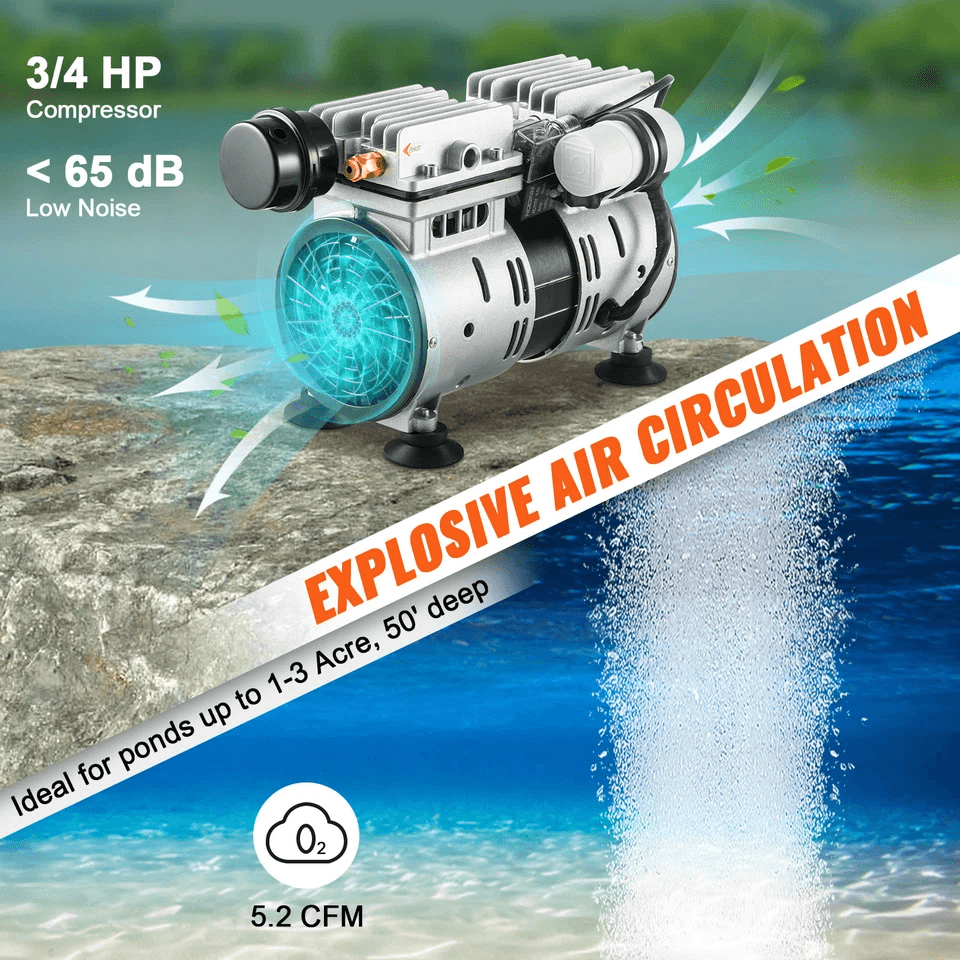 34HP Pond Aerator Pump  550W Lake  Pond Aeration System  Covers Up To 3 Acres  Includes Timer 5