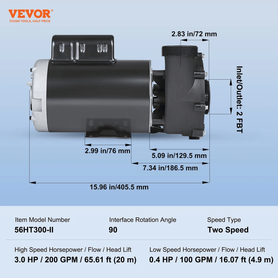 2 Speed Spa Pump 56 Frame High Speed  Low Speed Efficient Hot Tub Circulation Pump 5