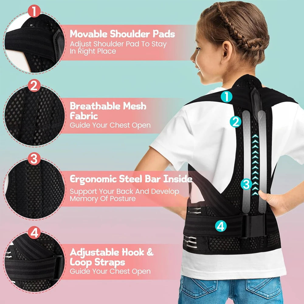 Kids Back Posture Corrector Adjustable Upper Back  Clavicle Support Brace for Thoracic Kyphosis Re