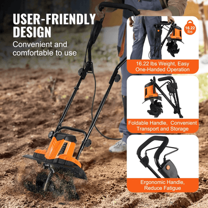 10 Amp Corded Electric TillerCultivator 14 Width 394 Depth Lightweight Garden Rototiller For Lawn S 2