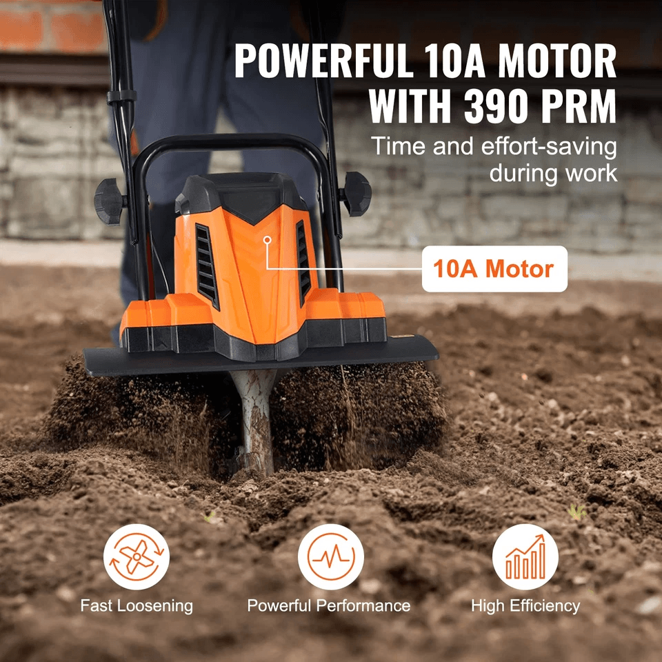 10 Amp Corded Electric TillerCultivator 14 Width 394 Depth Lightweight Garden Rototiller For Lawn S 5