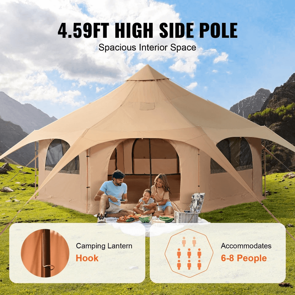 Canvas Tent 4 Seasons 5m Bell Tent For Camping With Stove Jack  Waterproof Spacious 8Person Yurt Te 5