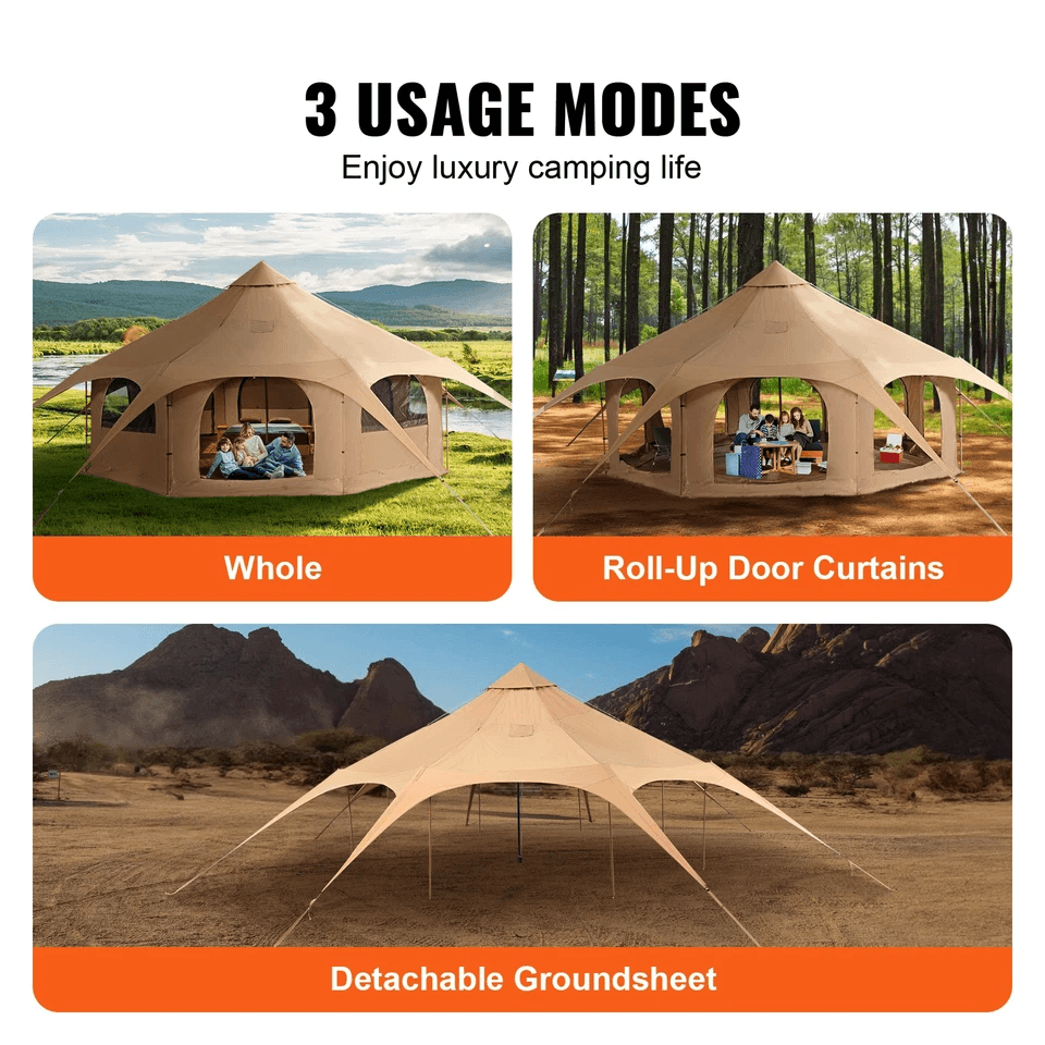 Canvas Tent 4 Seasons 5m Bell Tent For Camping With Stove Jack  Waterproof Spacious 8Person Yurt Te 7