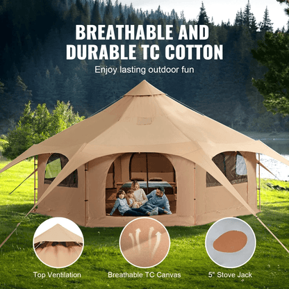Canvas Tent 4 Seasons 5m Bell Tent For Camping With Stove Jack  Waterproof Spacious 8Person Yurt Te 1