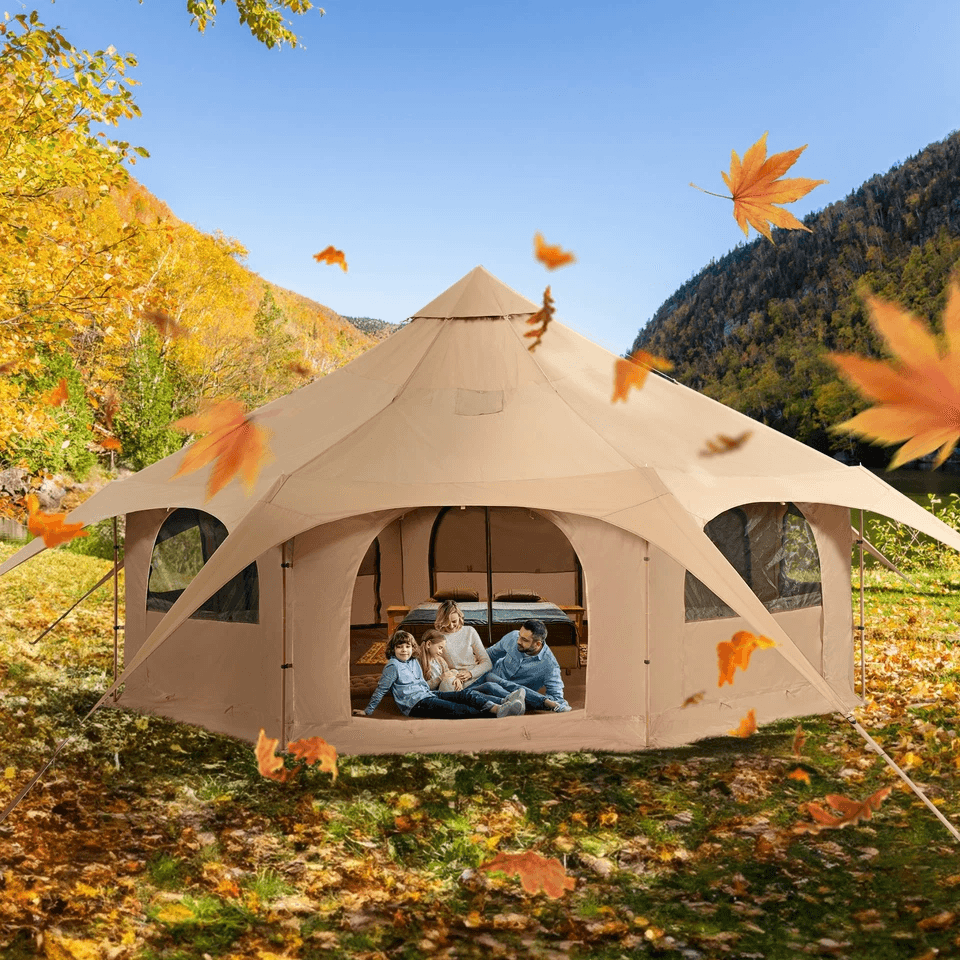 Canvas Tent 4 Seasons 5m Bell Tent For Camping With Stove Jack  Waterproof Spacious 8Person Yurt Te 6