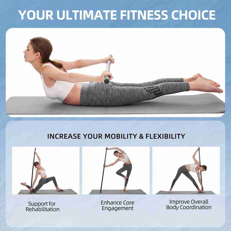 Versatile 5ft Steel Exercise Stick Adjustable Yoga Stretching Tool for Enhanced Mobility  Balance