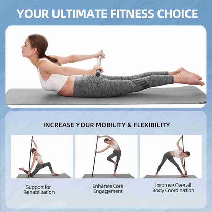 Versatile 5ft Steel Exercise Stick Adjustable Yoga Stretching Tool for Enhanced Mobility  Balance
