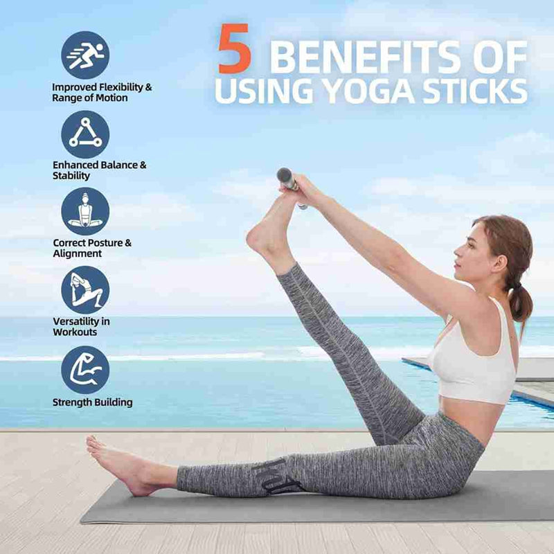 Versatile 5ft Steel Exercise Stick Adjustable Yoga Stretching Tool for Enhanced Mobility  Balance