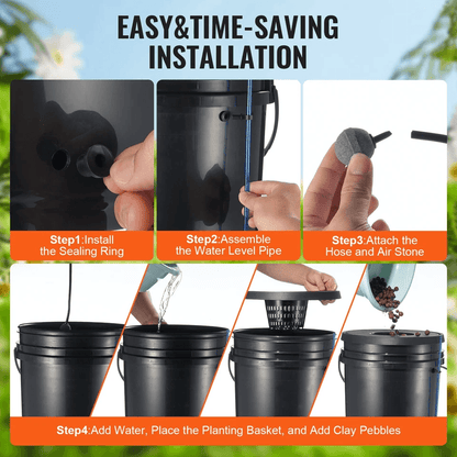 Hydroponics Deep Water Culture DWC System  8 Bucket 5 Gallon Kit With Air Pump  Stones 5