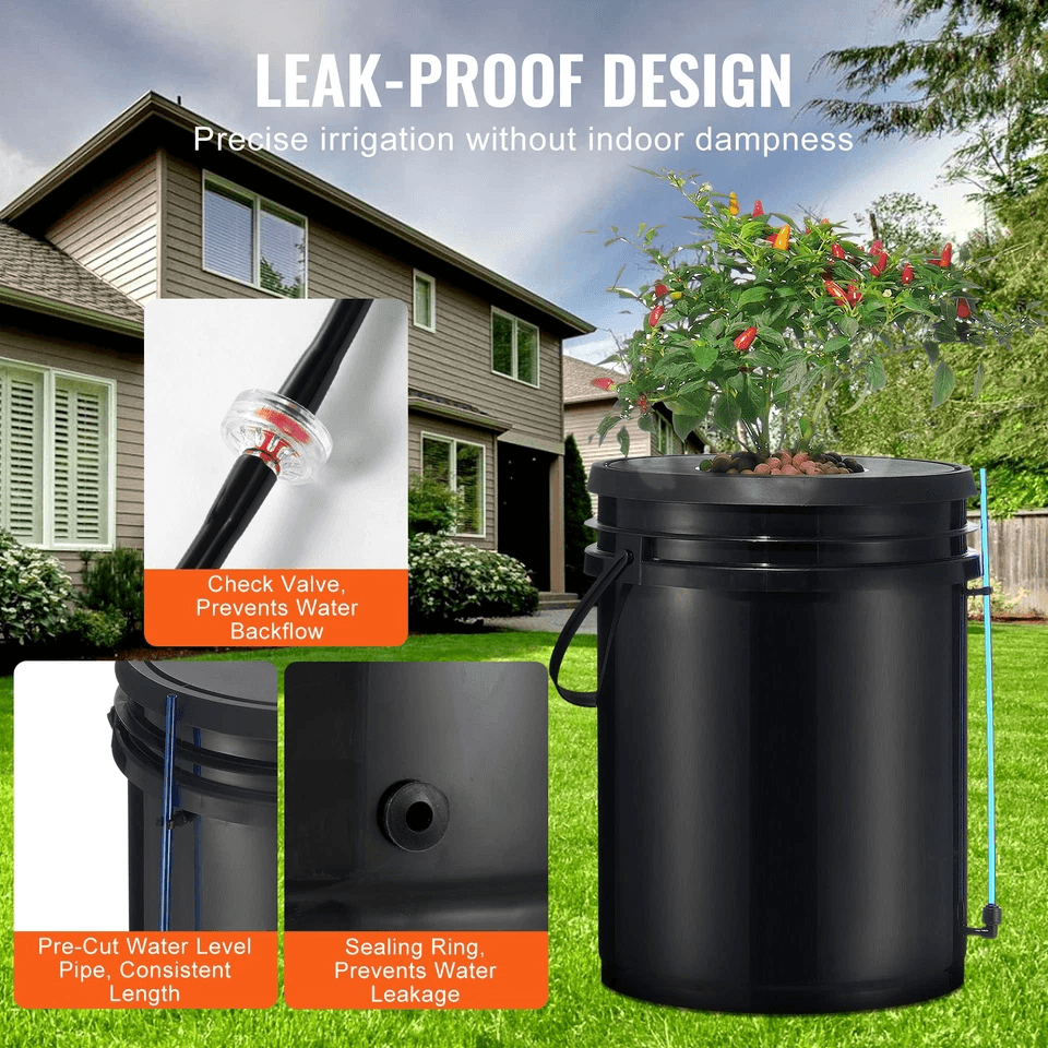 Hydroponics Deep Water Culture DWC System  8 Bucket 5 Gallon Kit With Air Pump  Stones 7