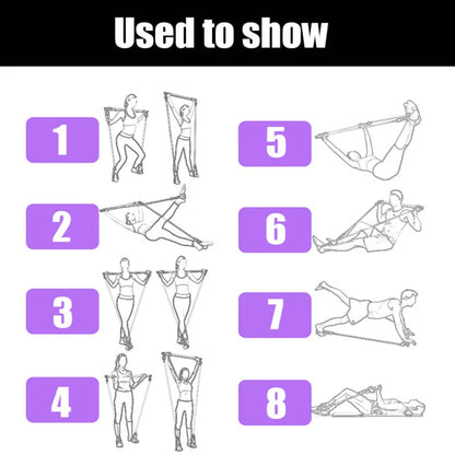 Yoga Resistance Bands with Pilates Stick Full Body Fitness Equipment for Home Training  CrossFit