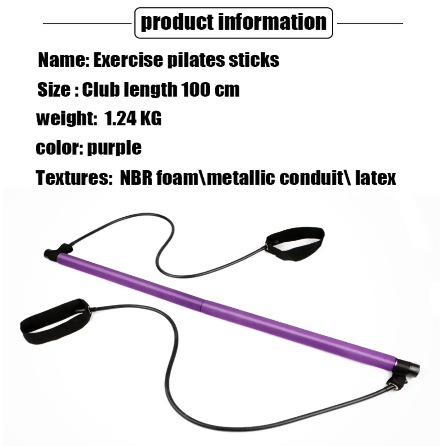 Yoga Resistance Bands with Pilates Stick Full Body Fitness Equipment for Home Training  CrossFit