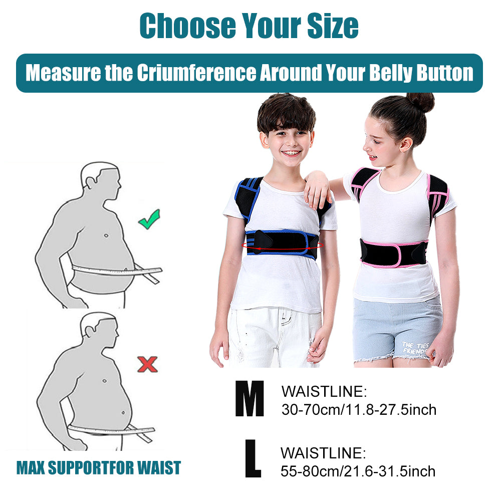 Kids Orthopedic Back Posture Corrector Adjustable Shoulder  Waist Support Belt for Teens