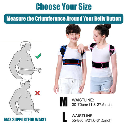 Kids Orthopedic Back Posture Corrector Adjustable Shoulder  Waist Support Belt for Teens