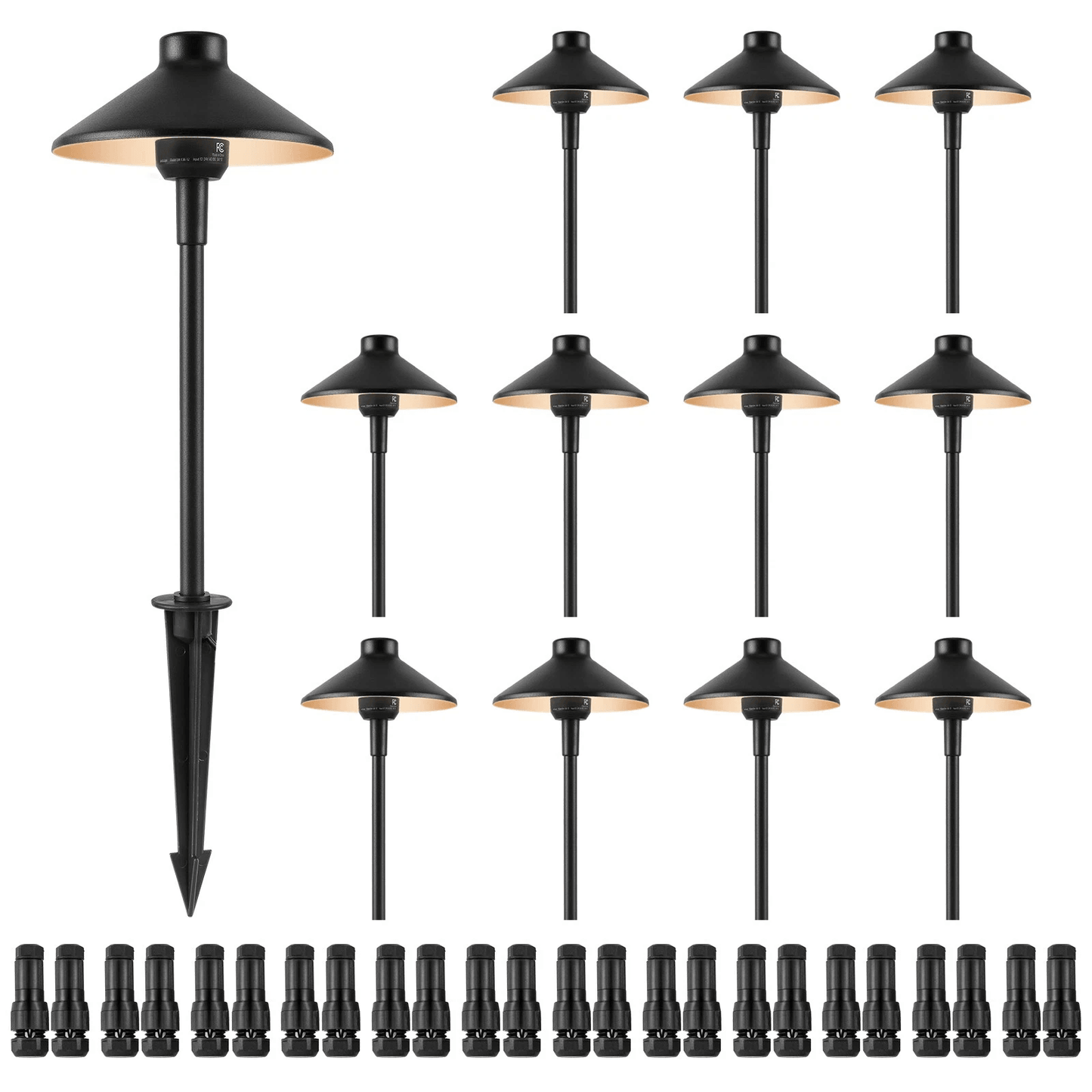 12 Pack Low Voltage Landscape Path Lights 12-24V Outdoor LED Pathway Lighting – IP66 Waterproof, 3W Replaceable Bulbs