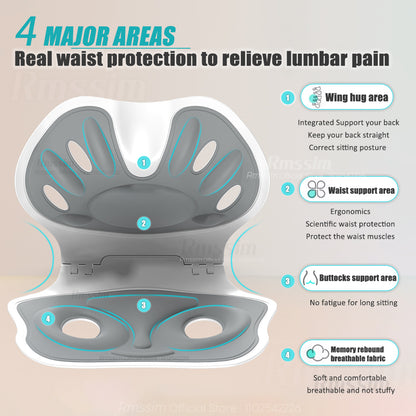 Ergonomic Back Support Cushion for Sitting Office Chair Posture Corrector for Back Pain Relief  Wa
