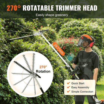 Gas Hedge Trimmer Powerful GasPowered Pole Trimmer With Adjustable Head For Shrubs  Bushes 2