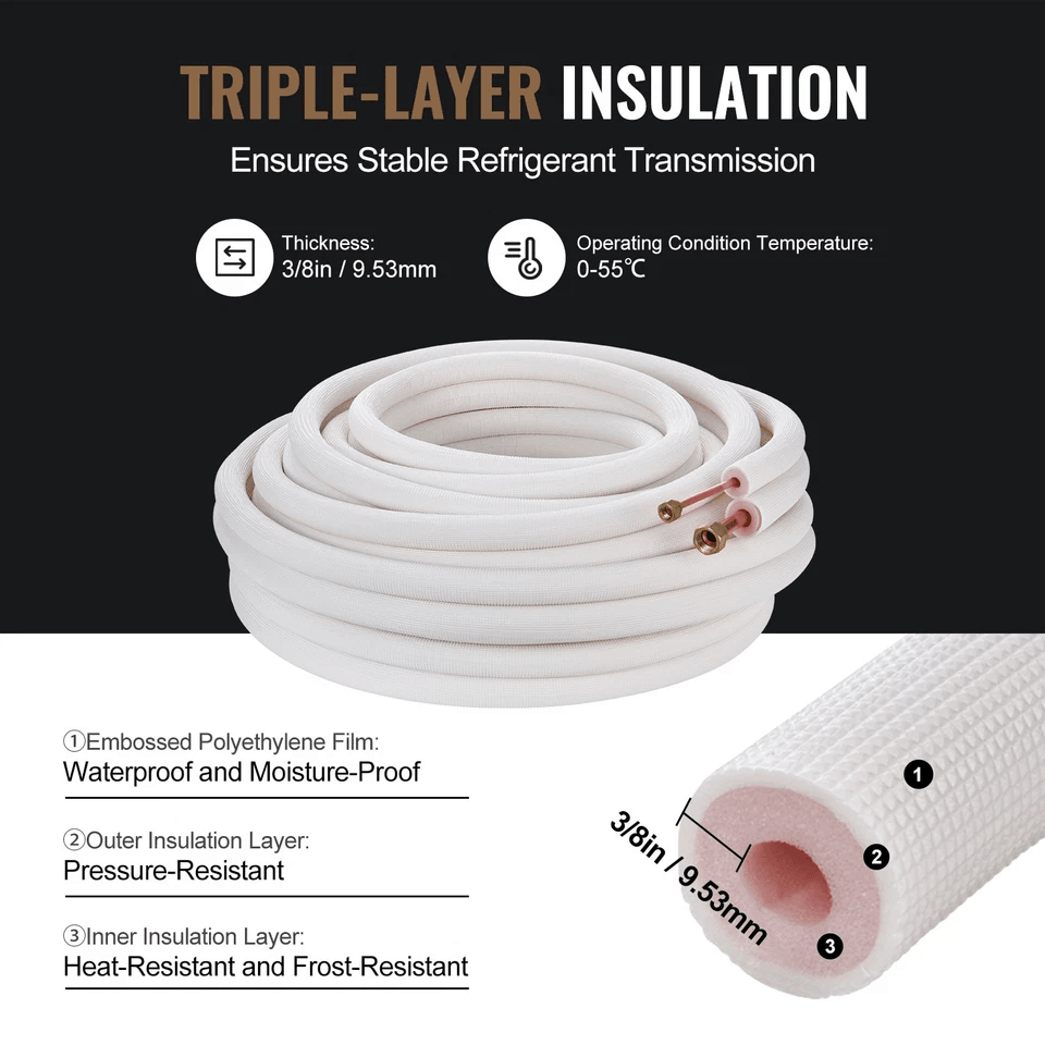 Ductless Mini Split Line Set 14 X 12 X 50ft  Insulated Copper Tubing For AC Units HVAC Systems And  4
