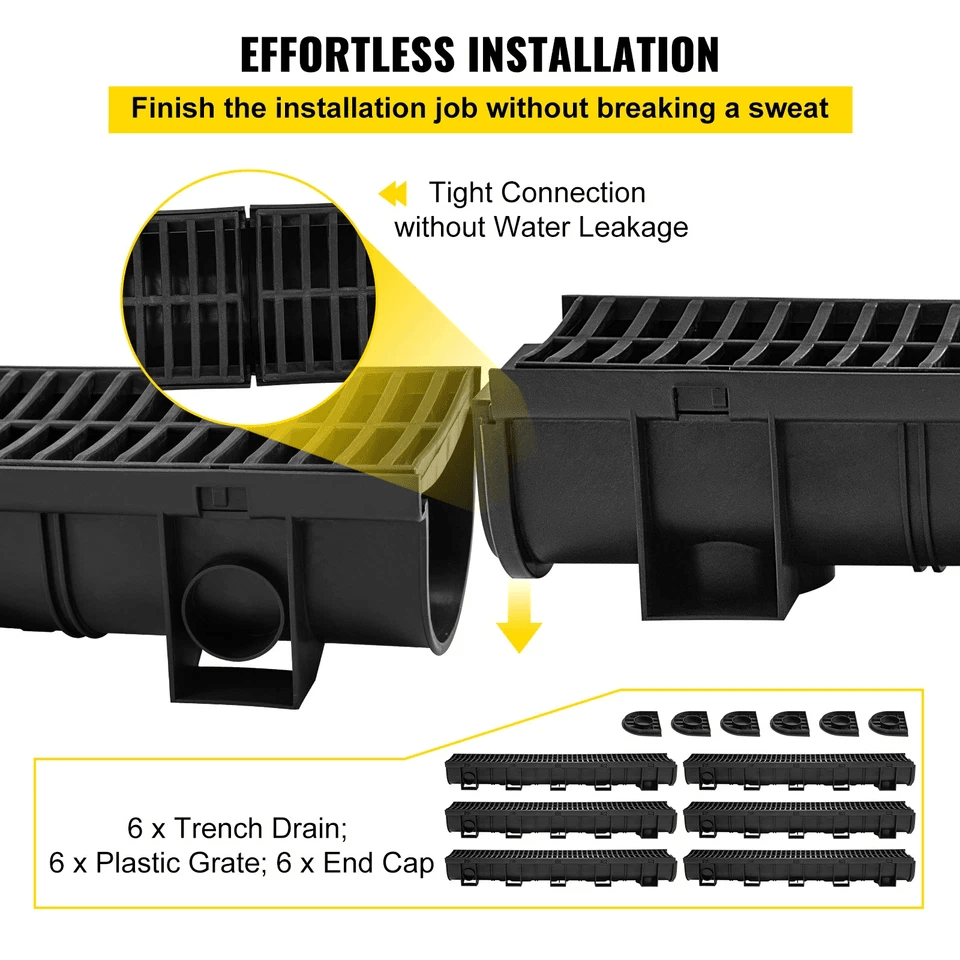 Driveway Channel Drain Kit Plastic Grate Trench Drainage System 2