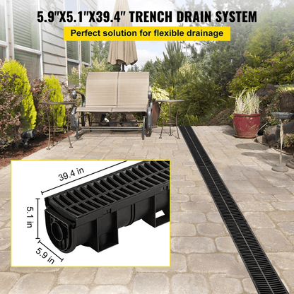 Driveway Channel Drain Kit Plastic Grate Trench Drainage System 6