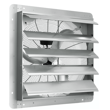 24'' Shutter Exhaust Fan 3320 CFM Wall Mounted Aluminum Ventilation Fan for Shop, Garage, Attic, Greenhouse