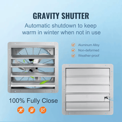 24 Shutter Exhaust Fan 3320 CFM Wall Mounted Aluminum Ventilation Fan For Shop Garage Attic Greenho 5