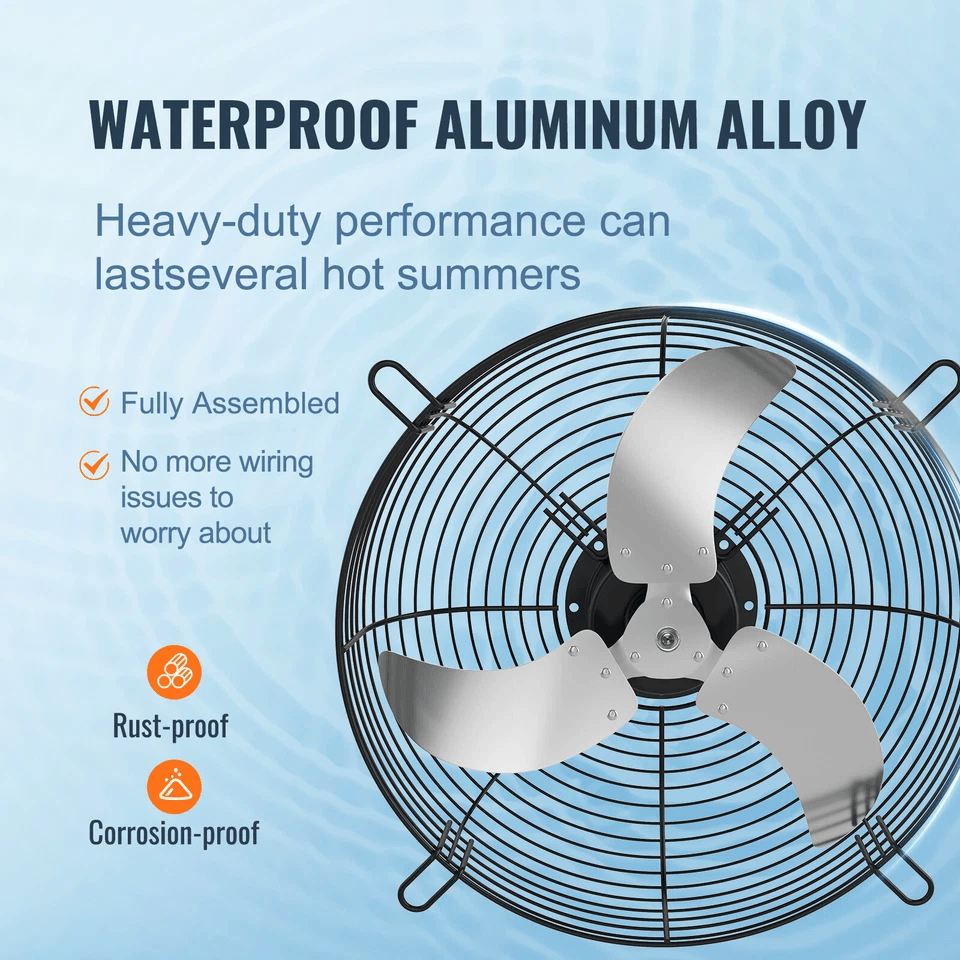 24 Shutter Exhaust Fan 3320 CFM Wall Mounted Aluminum Ventilation Fan For Shop Garage Attic Greenho 6