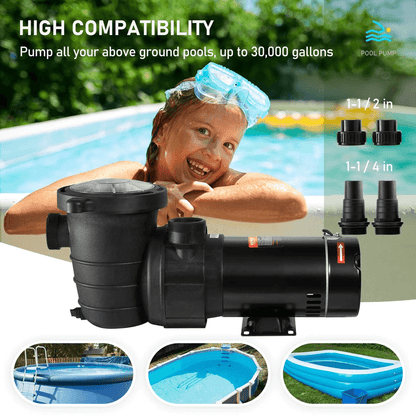 Above Ground Swimming Pool Pump 88 GPH Flow Rate BuiltIn Strainer For Clean Water Quiet  Durable Op 3