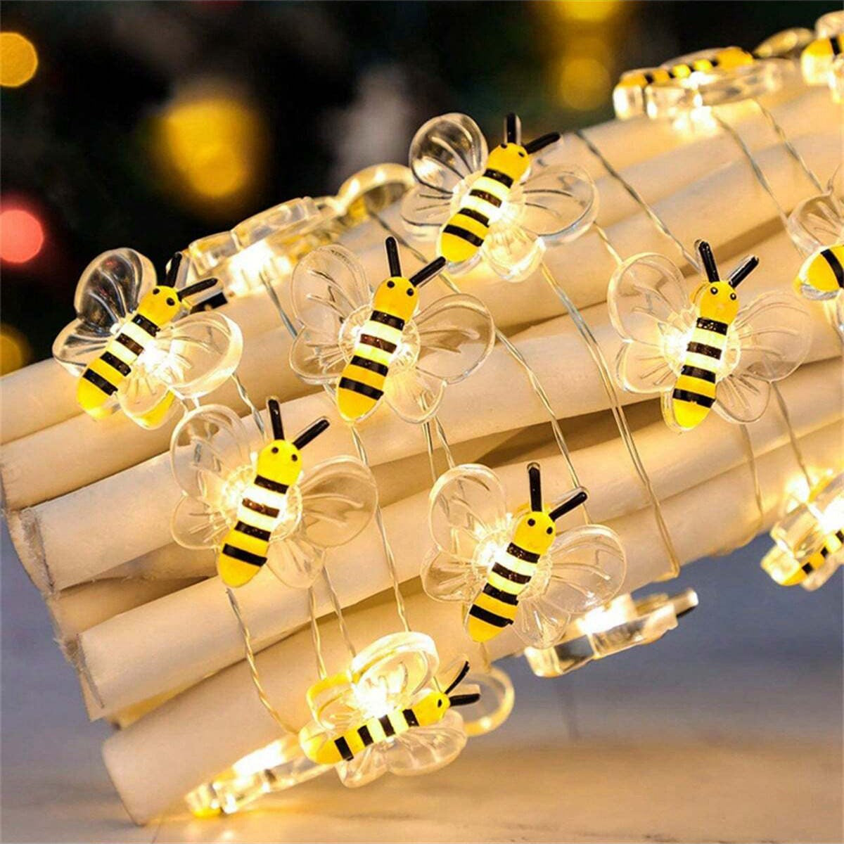 Bee Lights Battery Powered, Decorative String Lights for Bedroom, Patio, Wedding, and Christmas