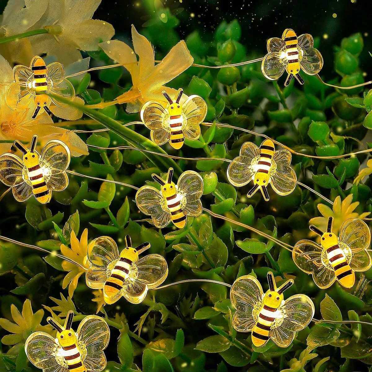 Bee Lights Battery Powered Decorative String Lights for Bedroom Patio Wedding and Christmas