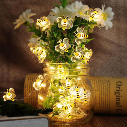 Bee Lights Battery Powered Decorative String Lights for Bedroom Patio Wedding and Christmas