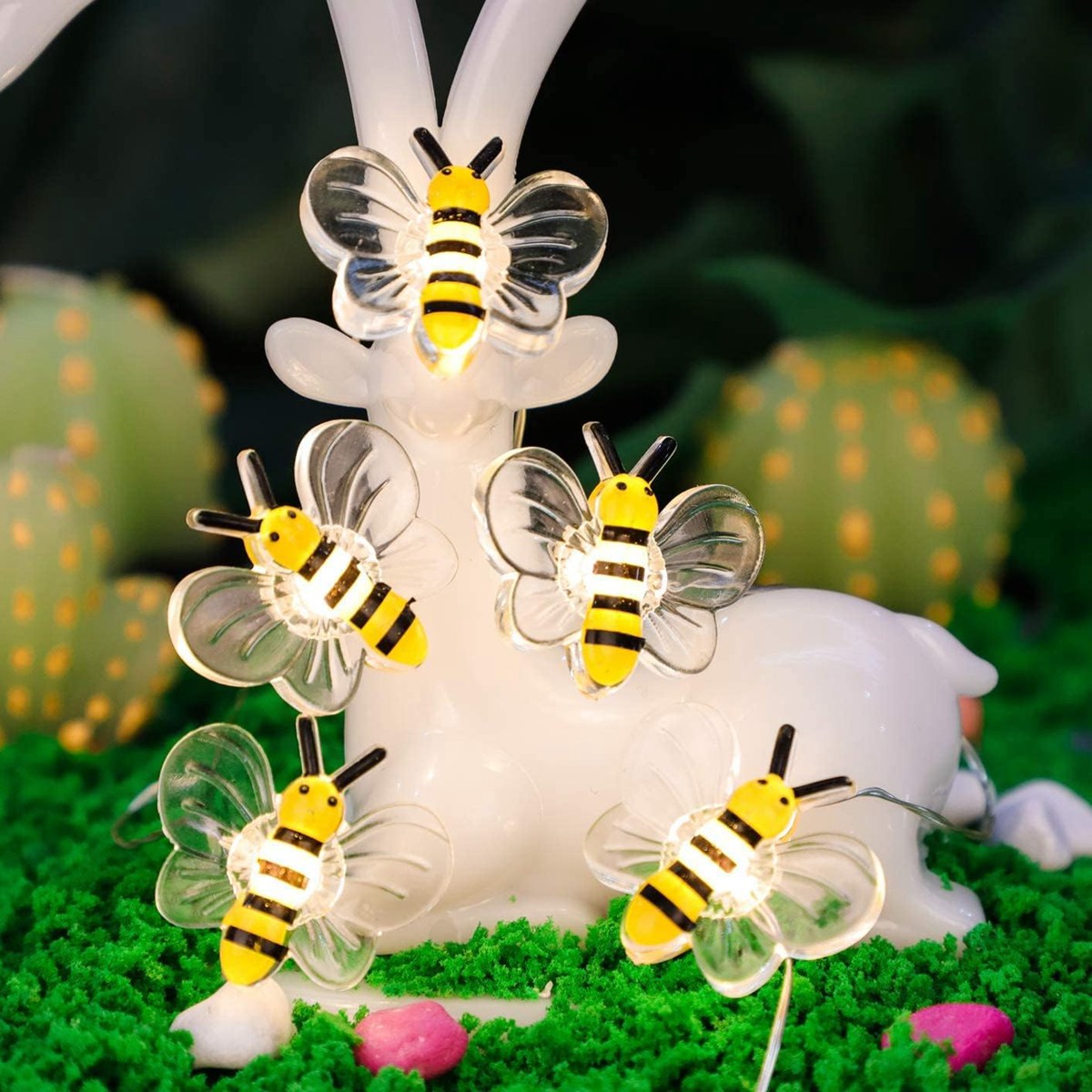 Bee Lights Battery Powered Decorative String Lights for Bedroom Patio Wedding and Christmas