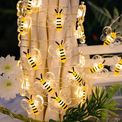 Bee Lights Battery Powered Decorative String Lights for Bedroom Patio Wedding and Christmas