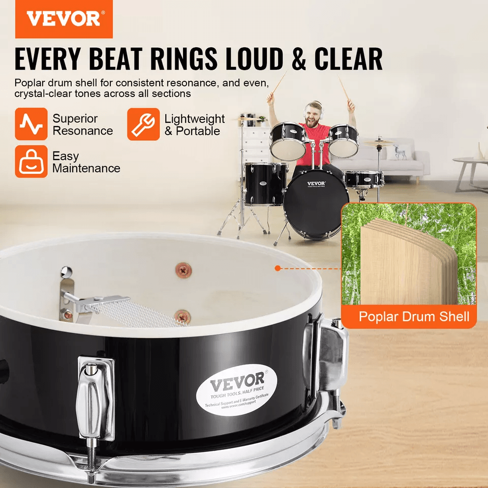 VEVOR Adult Drum Set 5Piece Drum Kit With Throne Cymbals Pedal  Stand  Beginner To Professional Aco 7
