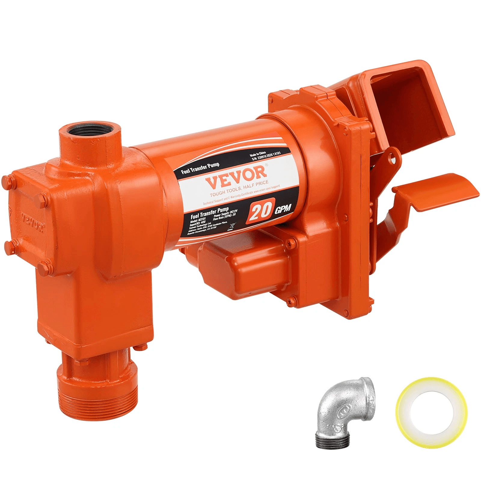 High Flow Fuel Transfer Pump, Portable Gasoline & Diesel Pump with Auto Nozzle & Suction Hose for Quick Refueling
