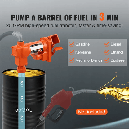 High Flow Fuel Transfer Pump Portable Gasoline  Diesel Pump With Auto Nozzle  Suction Hose For Quic 1