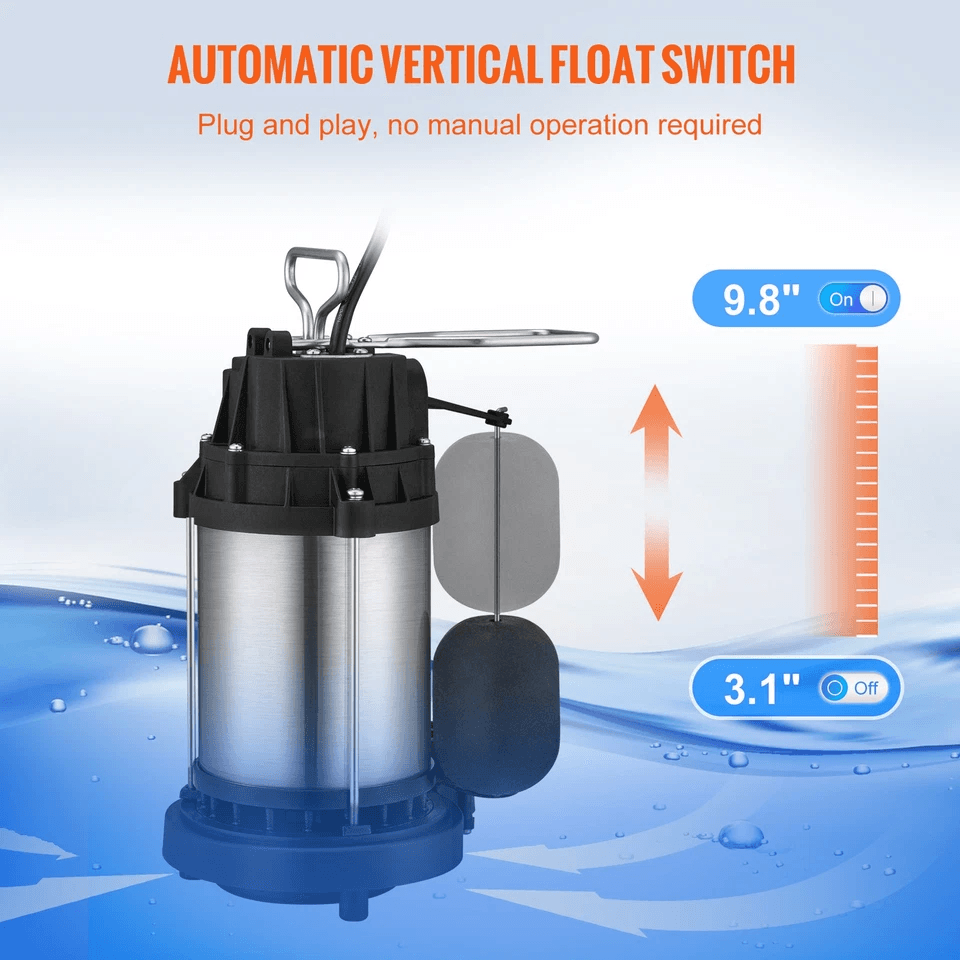 VEVOR 12 HP Submersible Sump Pump  4320 GPH Cast Iron  Steel Water Pump For Basement Flooding 3