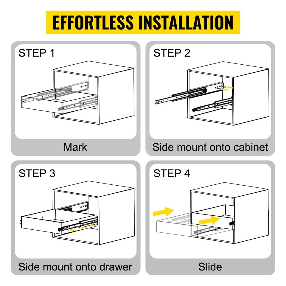 Heavy Duty Drawer Slides With Lock Ball Bearing Full Extension Side Mount 5