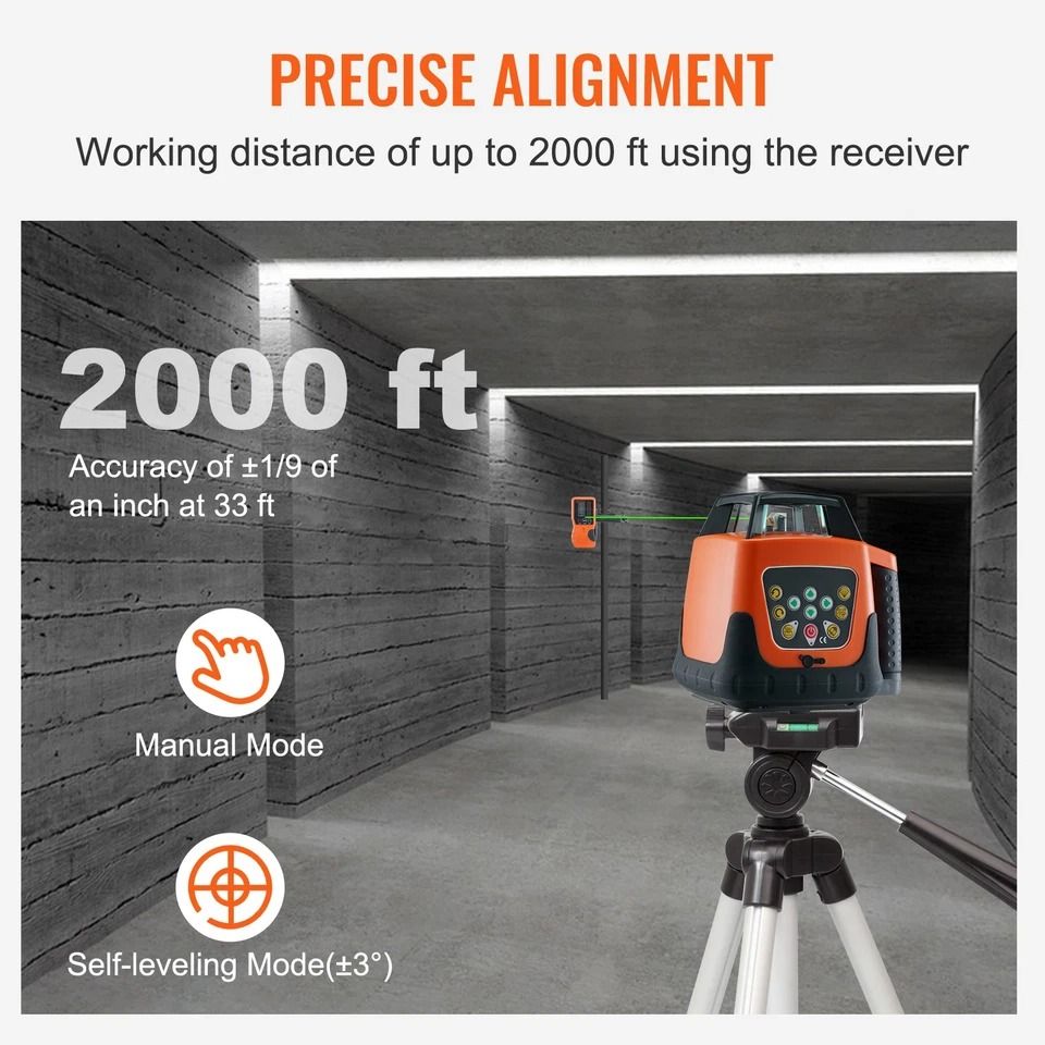 SelfLeveling 360 Rotary Green Beam Laser Level Tool Range IP66 Waterproof Remote Control Rechargeab 4