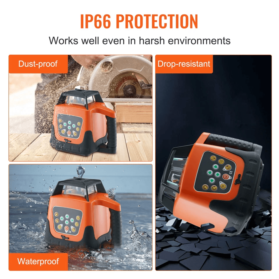 SelfLeveling 360 Rotary Green Beam Laser Level Tool Range IP66 Waterproof Remote Control Rechargeab 5