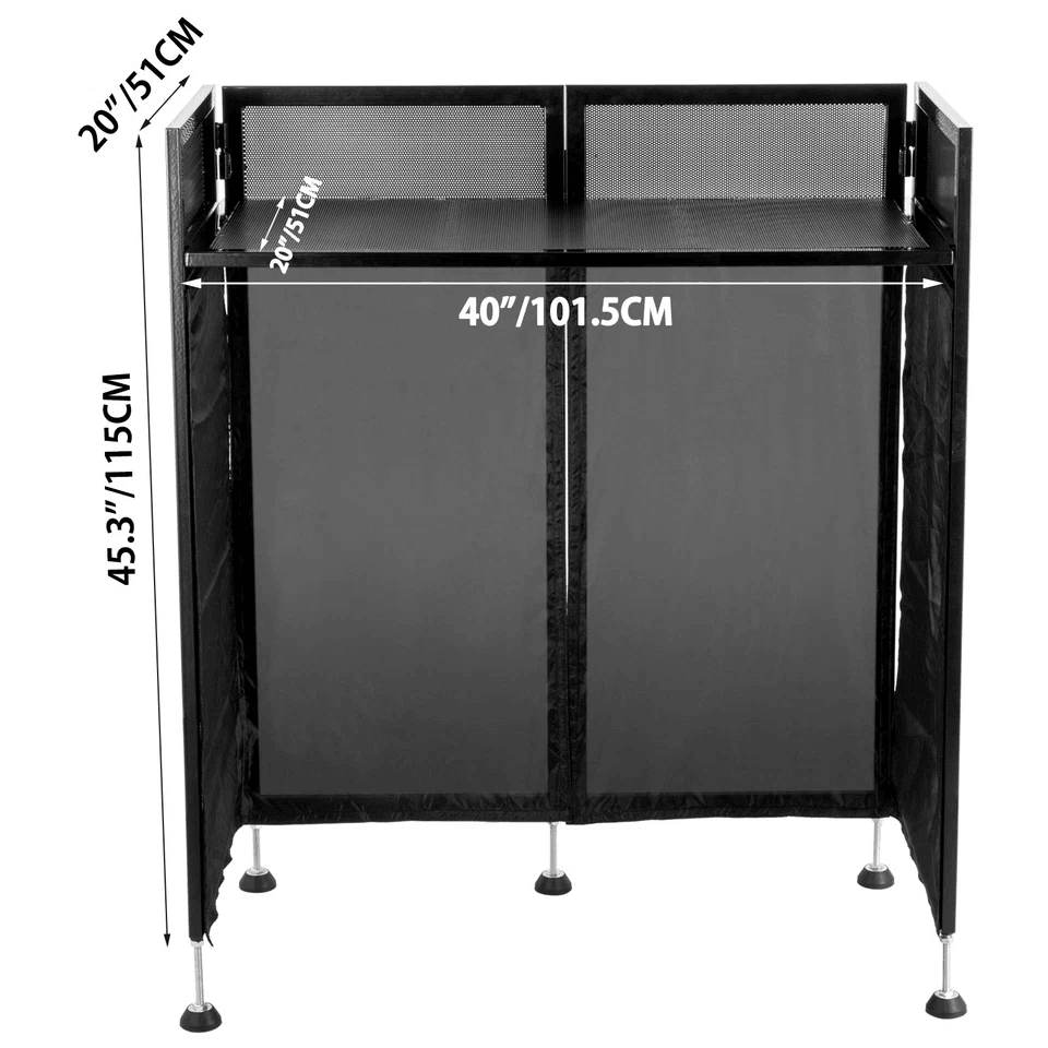 Foldable DJ Event Facade Booth Black Scrim Metal Frame With Table Top Ideal For Mobile DJs  Events 6