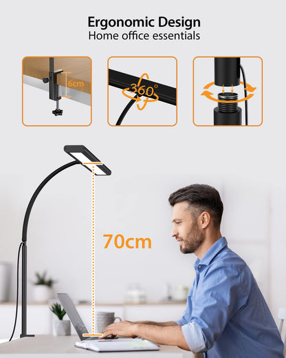 Adjustable 160 LED USB Clip Night Reading Lamp 3 Color Temperatures  Flexible Gooseneck
