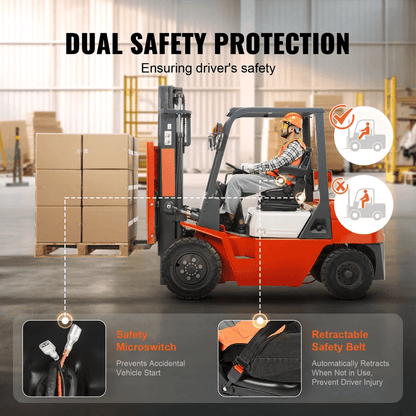 Universal Forklift Seat  Adjustable Tractor Seat With Armrests Seatbelt  Shock Absorption 7
