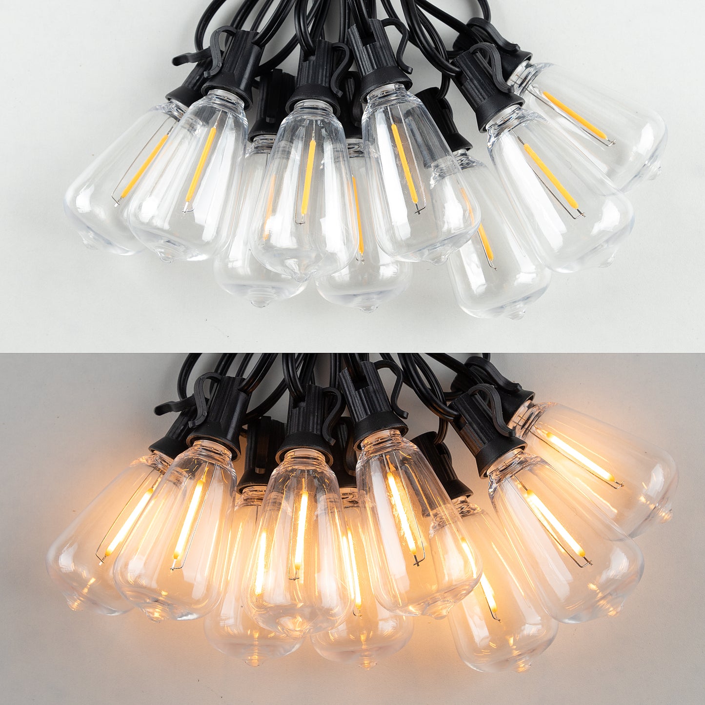 Dimmable ST38 LED String Lights 25ft Waterproof  Shatterproof Outdoor Garland for Patio  Garden