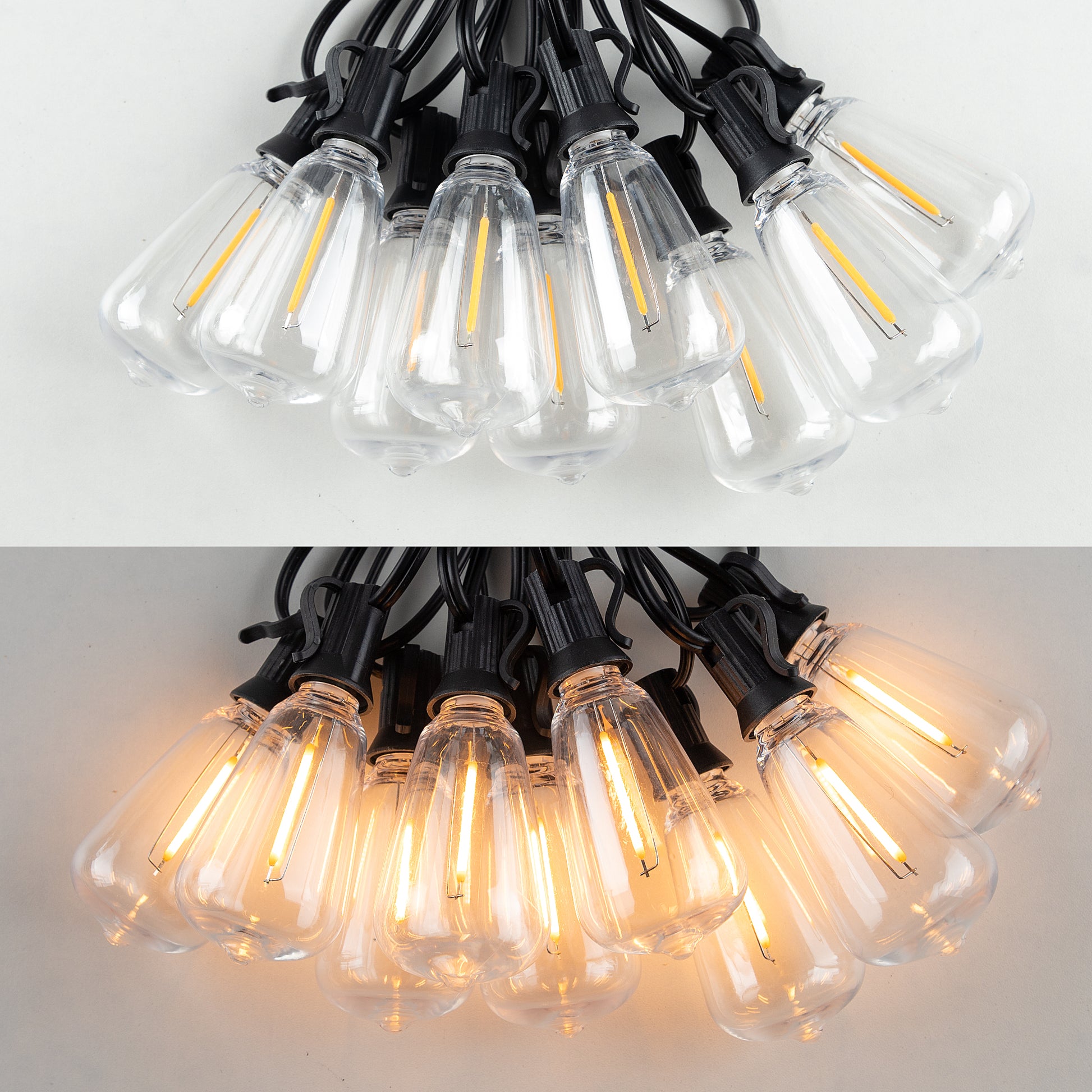 Dimmable ST38 LED String Lights 25ft Waterproof  Shatterproof Outdoor Garland for Patio  Garden