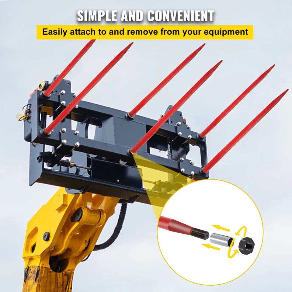 Hay Bale Spears Heavy Duty Spike Forks For Tractors  Loaders 4