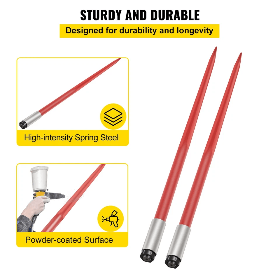 Hay Bale Spears Heavy Duty Spike Forks For Tractors  Loaders 2