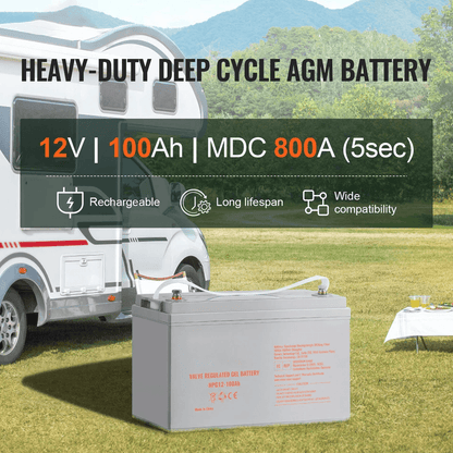 VEVOR 12V 100Ah AGM Deep Cycle Marine Battery  MaintenanceFree High Discharge Ideal For RV Solar An 1