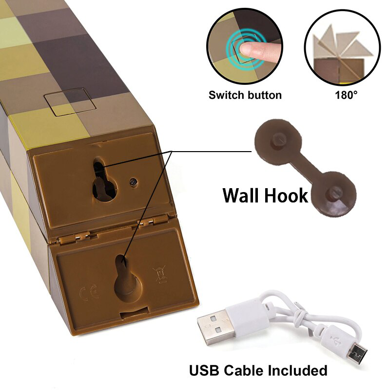USB Rechargeable Brownstone Torch Lamp LED Night Light with Buckle for Bedroom  Childrens Gift